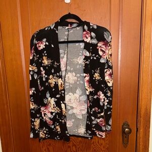 Maurices Black Floral Cardigan